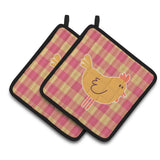Caroline'S Treasures Bb7090Pthd Chicken Hen On Gingham Pair Of Pot Holders, 7.5 X 7.5, Multicolor