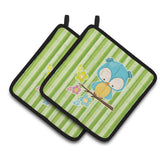 Caroline'S Treasures Bird On Branch Pair Of Pot Holders, 7.5 X 7.5, Multicolor