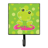 Caroline'S Treasures Frog On Lily Pad Green Polkadots Wall Hook, Small, Multicolor