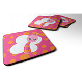 Caroline'S Treasures Butterfly On Polkadots Foam Coaster Set Of 4, 3.5, Multicolor