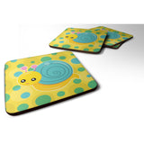 Caroline'S Treasures Snail On Polkadots Foam Coaster Set Of 4, 3.5, Multicolor