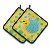 Caroline'S Treasures Bb7104Pthd Snail On Polkadots Pair Of Pot Holders, 7.5 X 7.5, Multicolor