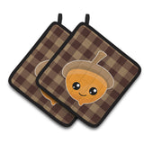 Caroline'S Treasures Bb7111Pthd Fall Acorn On Gingham Pair Of Pot Holders, 7.5 X 7.5, Multicolor