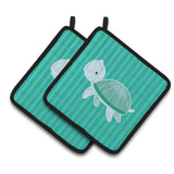 Caroline'S Treasures Sea Turtle Pair Of Pot Holders, 7.5 X 7.5, Multicolor