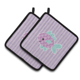 Caroline'S Treasures Bb7128Pthd Purple Fish Pair Of Pot Holders, 7.5 X 7.5, Multicolor