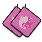 Caroline'S Treasures Pink Fish Pair Of Pot Holders, 7.5 X 7.5, Multicolor