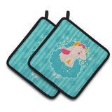 Caroline'S Treasures Unicorn Ballerina Pair Of Pot Holders, 7.5 X 7.5, Multicolor
