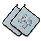 Caroline'S Treasures Bb7145Pthd Elephant Pair Of Pot Holders, 7.5 X 7.5, Multicolor