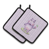Caroline'S Treasures Bb7147Pthd Hippopotamus Pair Of Pot Holders, 7.5 X 7.5, Multicolor