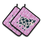 Caroline'S Treasures Bb7162Pthd Cow On Pink Polkadots Pair Of Pot Holders, 7.5 X 7.5, Multicolor