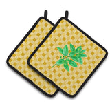 Caroline'S Treasures Basil On Basketweave Decorated Pot Holder, 7.5Hx7.5W, Multicolor