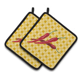 Caroline'S Treasures Chili Peppers On Basketweave Decorated Pot Holder, 7.5Hx7.5W, Multicolor