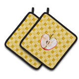 Caroline'S Treasures Half Apple On Basketweave Decorated Pot Holder, 7.5Hx7.5W, Multicolor