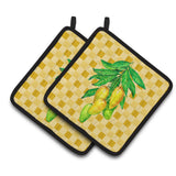 Caroline'S Treasures Mangos On Branch On Basketweave Decorated Pot Holder, 7.5Hx7.5W, Multicolor