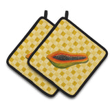Caroline'S Treasures Sliced Papaya On Basketweave Decorated Pot Holder, 7.5Hx7.5W, Multicolor