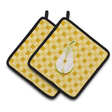 Caroline'S Treasures Sliced Pear On Basketweave Decorated Pot Holder, 7.5Hx7.5W, Multicolor