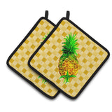 Caroline'S Treasures Whole Pineapple On Basketweave Decorated Pot Holder, 7.5Hx7.5W, Multicolor