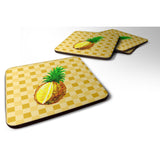 Caroline'S Treasures Whole Pineapple Cut On Basketweave Decorative Coasters, 3.5, Multicolor