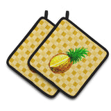 Caroline'S Treasures Whole Pineapple Cut On Basketweave Decorated Pot Holder, 7.5Hx7.5W, Multicolor
