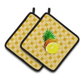 Caroline'S Treasures Top Of Pineapple Cut On Basketweave Decorated Pot Holder, 7.5Hx7.5W, Multicolor