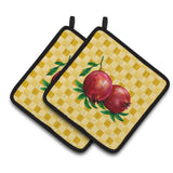 Caroline'S Treasures Whole Pomegranates On Basketweave Decorated Pot Holder, 7.5Hx7.5W, Multicolor