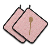 Caroline'S Treasures Wooden Spoon Pink Decorated Pot Holder, 7.5Hx7.5W, Multicolor