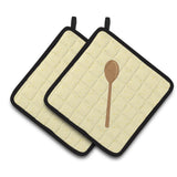 Caroline'S Treasures Wooden Spoon On Yellow Decorated Pot Holder, 7.5Hx7.5W, Multicolor