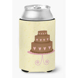 Caroline'S Treasures 3 Tier Heart Chocolate Cake On Yellow Decorative Can Hugger, Multicolor