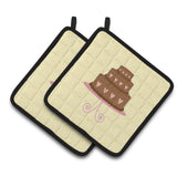 Caroline'S Treasures 3 Tier Heart Chocolate Cake On Yellow Decorated Pot Holder, 7.5Hx7.5W, Multicolor
