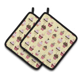 Caroline'S Treasures Cupcakes On Yellow Decorated Pot Holder, 7.5Hx7.5W, Multicolor
