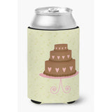 Caroline'S Treasures Heart Chocolate Cake On Green Decorative Can Hugger, Multicolor