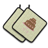 Caroline'S Treasures Heart Chocolate Cake On Green Decorated Pot Holder, 7.5Hx7.5W, Multicolor