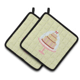 Caroline'S Treasures Cake On Green Decorated Pot Holder, 7.5Hx7.5W, Multicolor