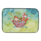 Caroline'S Treasures Foxes Bathing Watercolor Dish Drying Mat, 14 X 21, Multicolor