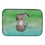 Caroline'S Treasures Dog Teal And Green Watercolor Dish Drying Mat, 14 X 21, Multicolor