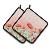 Caroline'S Treasures Bb7448Pthd Poppies And Chamomiles Pair Of Pot Holders Potholders, Multicolor