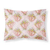 Caroline'S Treasures Tea Cup And Flowers Pink Pillowcase, Standard, Multicolor