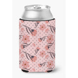 Caroline'S Treasures Pink Flowers And Polka Dots Decorative Can Hugger, Multicolor