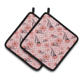 Caroline'S Treasures Pink Flowers And Polka Dots Decorated Pot Holder, 7.5 X 7.5, Multicolor