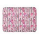 Caroline'S Treasures Watercolor Pink Flowers Grey Stripes Floor Mat, 19 H X 27 W, Multicolor