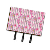 Caroline'S Treasures Watercolor Pink Flowers Grey Stripes Wall Hook, Triple, Multicolor