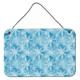 Caroline'S Treasures Watercolor Snowflake On Blue Metal Print, 8 H X 12 W, Multicolor