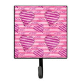 Caroline'S Treasures Watercolor Hot Pink Striped Hearts Wall Hook, Small, Multicolor