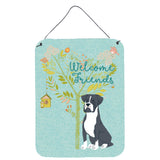 Caroline'S Treasures Welcome Friends Black Boxer Metal Print, 16H X 12W, Multicolor