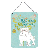 Caroline'S Treasures Welcome Friends English Bulldog White Metal Print, 16H X 12W, Multicolor