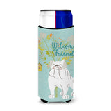 Caroline'S Treasures Welcome Friends English Bulldog White Decorative Can Hugger, Multicolor