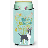 Caroline'S Treasures Welcome Friends Black Bull Terrier Decorative Can Hugger, Tall Boy, Multicolor