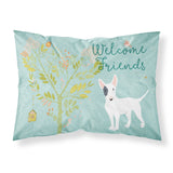 Caroline'S Treasures Welcome Friends White Patched Bull Terrier Printed, Polyester Envelope Closure Pillowcase, Standa