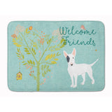 Caroline'S Treasures Welcome Friends White Patched Bull Terrier Floor Mat, 19 H X 27 W, Multicolor
