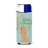 Caroline'S Treasures Welcome Friends Buff Cocker Spaniel Decorative Can Hugger, Multicolor